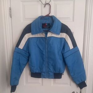 1980s Vintage Navy Blue Puffer Jacket Coat White Stag Actionsports Men's Med
